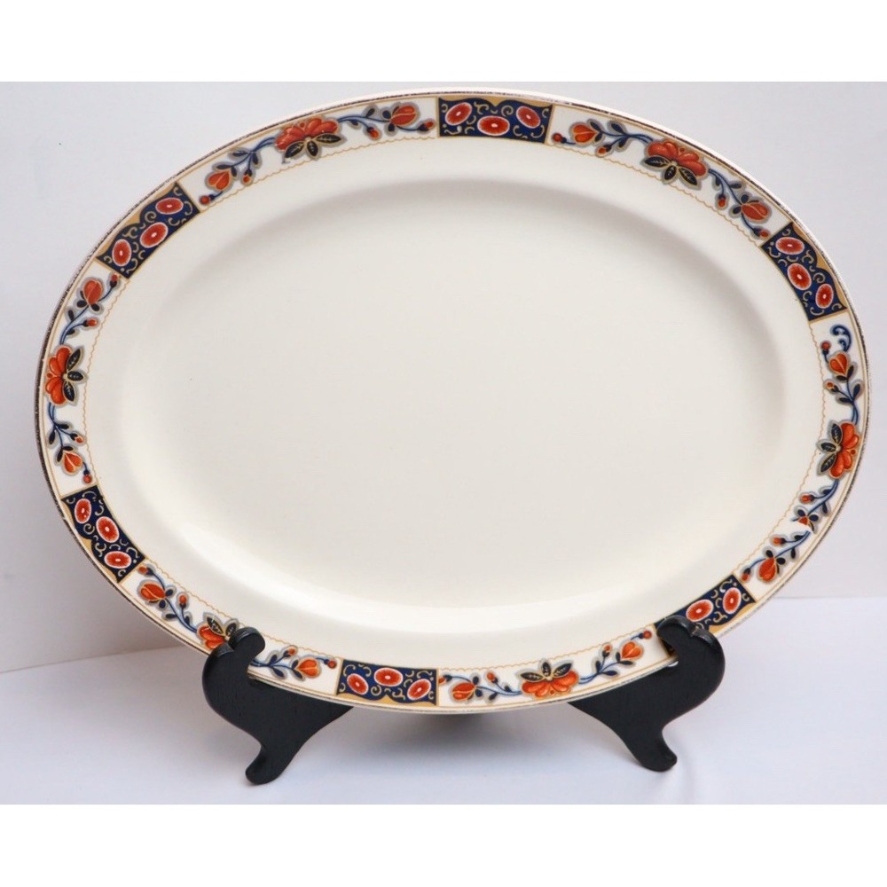 Antique Oval Serving Platter Floral Trim Made in England
